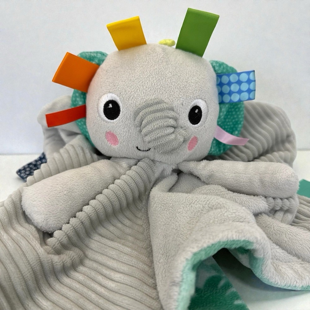 Bright Starts Elephant Lovey Security Blanket Plush Baby Toy Gray Teal Tags 2019